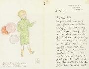 Joseph E.Southall Balloons to sell Illustrated letter to Arthur Gaskin oil painting artist